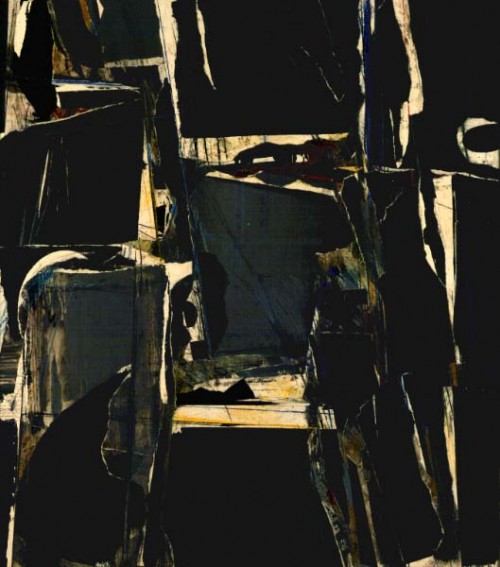 Fotograf: Fotostudio Gunnar Larsen
Værk  titel: Collage på plade 
Værk  type: Collage 
Materiale: Silketrykt papir på møbelplade 
Størrelse: 153x132 cm. 
Færdiggjort: 1990 
Placering: Privat eje 