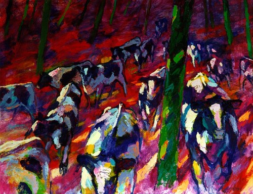 Fotograf: Leif  Mosevang
Værk  titel: Ud af skoven 
Værk  type: Maleri 
Materiale: Olie på lærred 
Størrelse: 108x140 cm 
Færdiggjort: 1993 