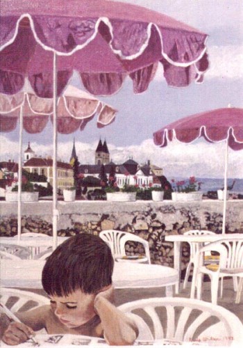 Fotograf: Eget foto
Værk  titel: Adam på terrassen 
Værk  type: Maleri 
Materiale: Acryl på lærred 
Størrelse: 55x35,5 cm. 
Færdiggjort: 1992 
