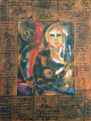 Fotograf: Eget foto
Værk  titel: Madonna - ikon 
Værk  type: Maleri 
Materiale: Olie og acryl på lærred 
Størrelse: 30 x 40 cm 
Færdiggjort: 2000 