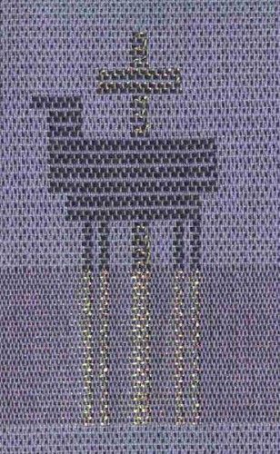 Fotograf: Eget foto
Værk  titel: F - Livet og lyset - detalje 
Værk  type: Vægtæppe 
Materiale: Merc. bomuld og hør 
Størrelse: 77 x 144 cm 
Færdiggjort: 1998 