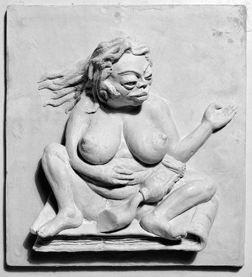 Fotograf: Kenneth Drabæk
Værk  titel: Vi elsker - derfor er vi 
Værk  type: Relief 
Materiale: Betonstuk 
Størrelse: 45 x 53 cm 
Færdiggjort: 2001 
Placering: Sct. Leonistræde 2   &Oslash;vrigt: Gipsmodel til salg 