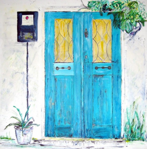 Turkis dør 90x90 cm. Symi.